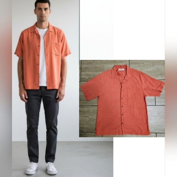 Tommy Bahama 100% Silk Shirt Coconuts Button Down In Coral Size L - Picture 1 of 16